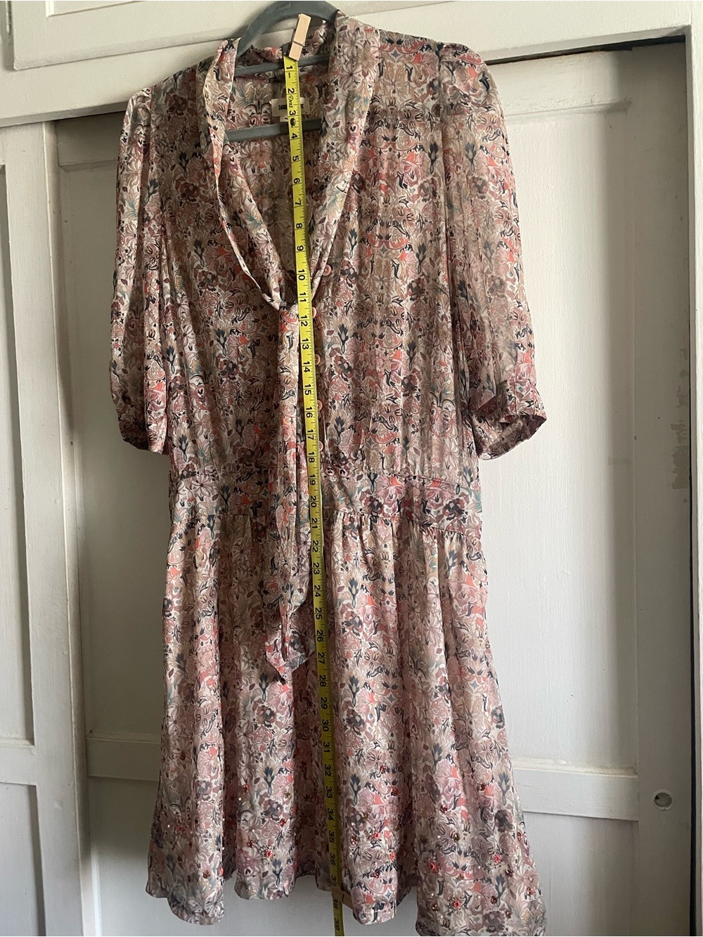 Zadig & Voltaire Blush Floral Tie-Neck Rewel Mousseline Mini Dress. NWT - Picture 11 of 16